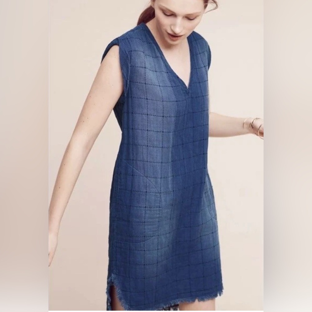 Cloth & Stone Sleeveless Chambray Dress XS Blue Cotton